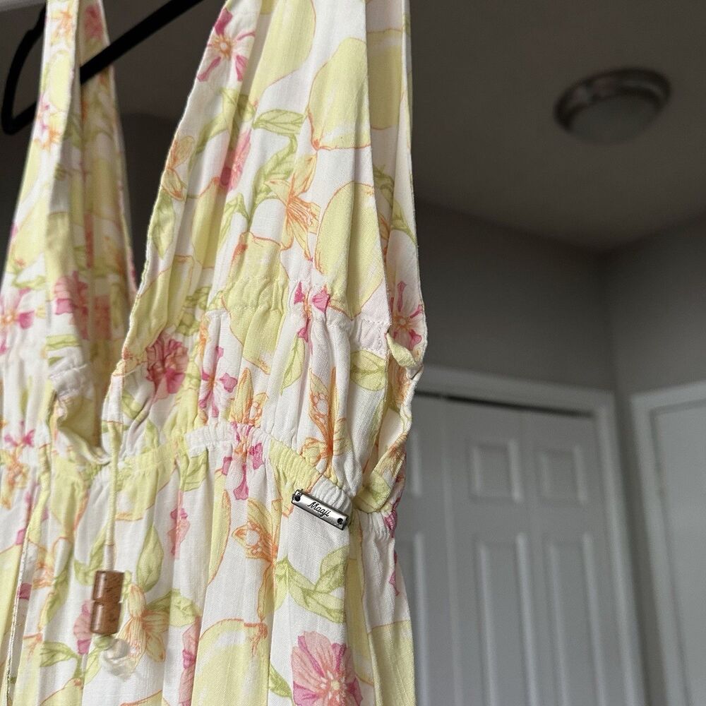 Maaji Eva Maxi Dress in Lemonade Women’s Long Yellow Pink Tropical Print Sz S - Picture 7 of 14